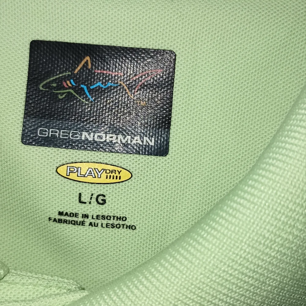 Men's Greg Norman Play‎ Dry Light Green Polo Golf Shirt L